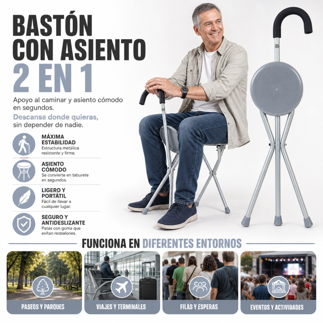 BASTON CON ASIENTO PLEGABLE