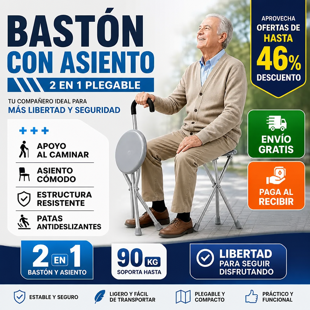 BASTON CON ASIENTO PLEGABLE