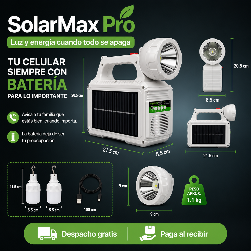 SolarMax Pro - Luz y energía cuando todo se apaga