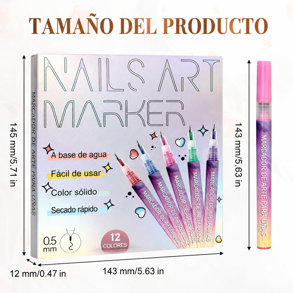 AGOTADO - Atención a nuevo lanzamiento - Nail Art Markers - Dibuja, decora y luce tus uñas con tu estilo