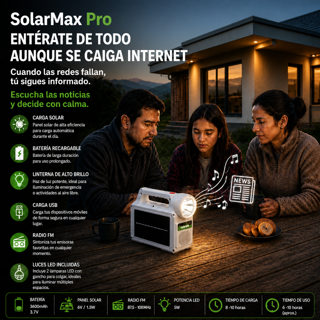SolarMax Pro - Luz y energía cuando todo se apaga