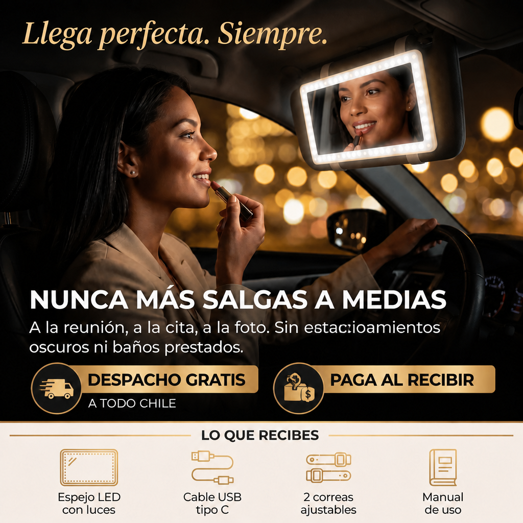 Espejo De Maquillaje Led Auto