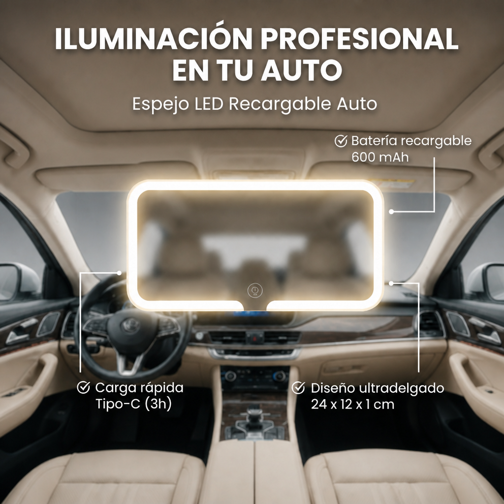 Espejo De Maquillaje Led Auto